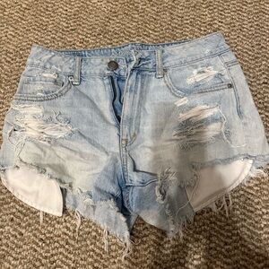 American Eagle Outfitters Light Blue Ripped Jean Shorts